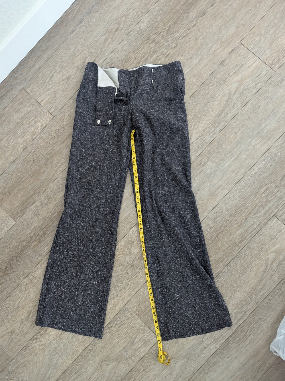 Maurices Women's Dark Gray Tweed Wide-Leg Wide Waistband Jeans